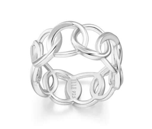 BAGUE ANNEAUX ENTRELACÉES EN ARGENT RHODIÉ