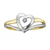 BAGUE COEUR EN OR 10K 2TONS SERTIE DpiUN DIAMANT