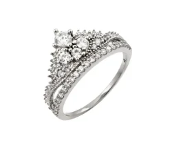 BAGUE COURONNE EN ARGENT SERTIE DE CUBIQUES ZIRCONIAS