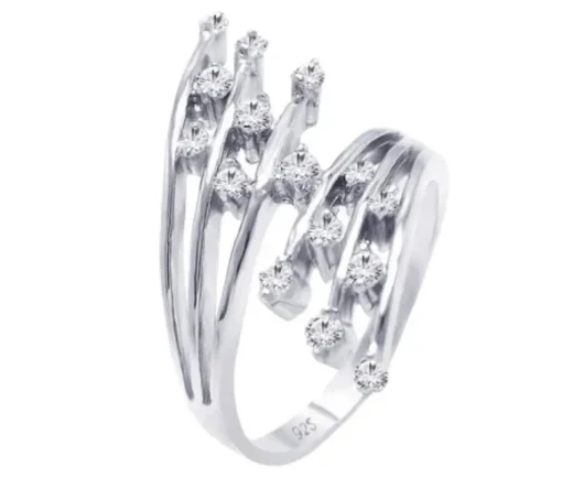 BAGUE DAME EN ARGENT RHODIÉ SERTIE DE CUBIQUES ZIRCONIAS