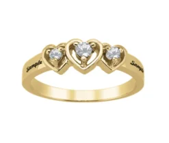 BAGUE DAME FAM 10K COEURS 3 PIERRES