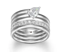 BAGUE ELLE 4 TOURS EN ARGENT RHODIÉ SERTIE DE CUBIQUES ZIRCONIAS