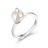 BAGUE EN ARGENT RHODIÉ SERTIE DpiUNE PERLE DpiEAU DOUCE