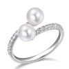 BAGUE EN ARGENT RHODIÉ SERTI DE PERLES DpiEAU DOUCE ET DE CUBIQUES ZIRCONIAS