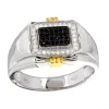 BAGUE EN ARGENT/PVD OR SERTIE DE CUBIQUES ZIRCONIAS NOIRS ET BLANCS