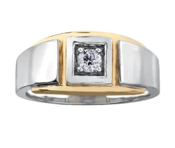 BAGUE EN OR 2 TONS SERTIE DpiUN DIAMANT CANADIEN