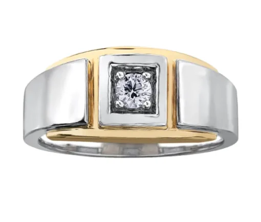 BAGUE EN OR 2 TONS SERTIE DpiUN DIAMANT CANADIEN