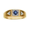BAGUE EN OR 2 TONS SERTIE DpiUN SAPHIR ET DE DIAMANTS