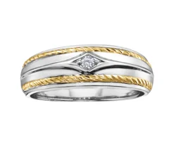 BAGUE EN OR 2 TONS SERTIE DpiUN DIAMANT CANADIEN