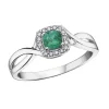 BAGUE EN OR BLANC SERTIE DpiUNE PIERRE DE NAISSANCE VARIÉE ET DE DIAMANTS
