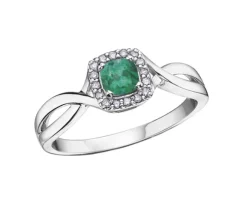 BAGUE EN OR BLANC SERTIE DpiUNE PIERRE DE NAISSANCE VARIÉE ET DE DIAMANTS