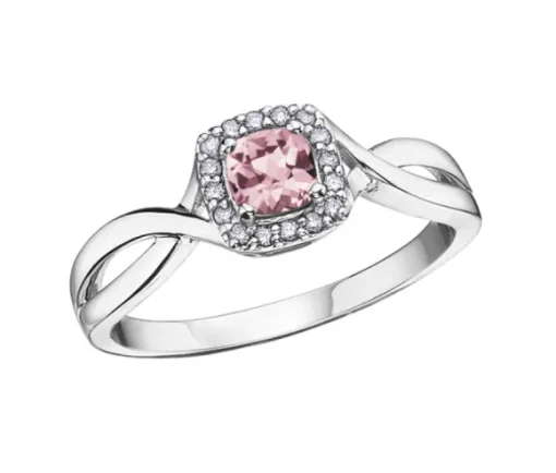 BAGUE EN OR BLANC SERTIE DpiUNE PIERRE DE NAISSANCE VARIÉE ET DE DIAMANTS
