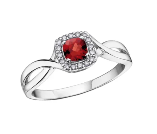 BAGUE EN OR BLANC SERTIE DpiUNE PIERRE DE NAISSANCE VARIÉE ET DE DIAMANTS