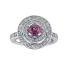 BAGUE EN OR BLANC SERTIE DpiUN SAPHIR ROSE ET DE DIAMANTS