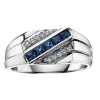 BAGUE EN OR BLANC SERTIE DE SAPHIRS BLEUS ET DE DIAMANTS