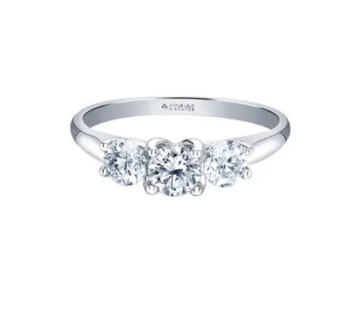 BAGUE EN OR BLANC SERTIE DE 3 DIAMANTS CANADIENS
