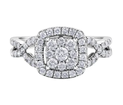 BAGUE EN OR BLANC SERTIE DpiUN CARAT DE DIAMANTS