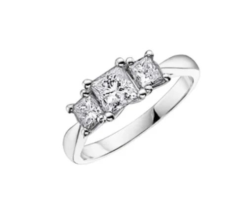 BAGUE EN OR BLANC SERTIE DE DIAMANTS PRINCESSES