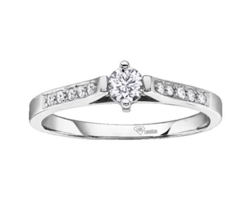 BAGUE EN OR BLANC SERTIE DpiUN DIAMANT CANADIEN ET DE DIAMANTS