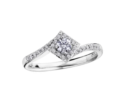 BAGUE EN OR BLANC SERTIE DpiUN DIAMANT CANADIEN ET DE DIAMANTS