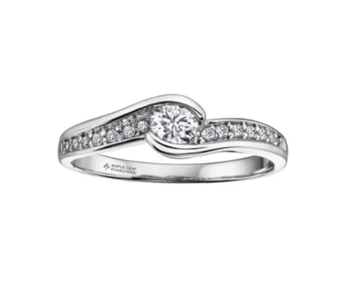 BAGUE EN OR BLANC SERTIE DpiUN DIAMANT CANADIEN ET DE DIAMANTS