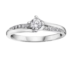 BAGUE EN OR BLANC SERTIE DpiUN DIAMANT CANADIEN ET DE DIAMANTS