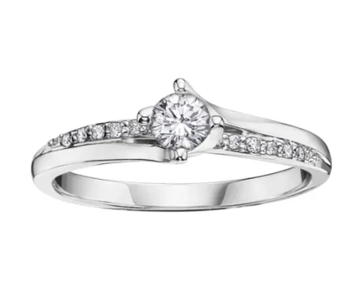 BAGUE EN OR BLANC SERTIE DpiUN DIAMANT CANADIEN ET DE DIAMANTS