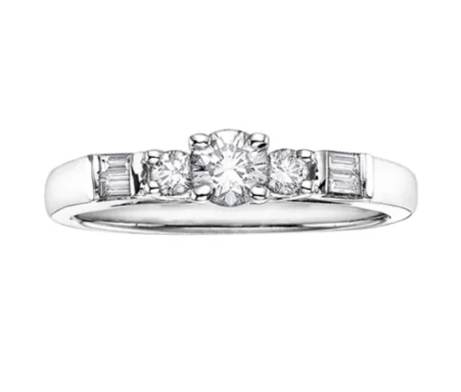BAGUE EN OR BLANC SERTIE DpiUN DIAMANT CANADIEN ET DE DIAMANTS