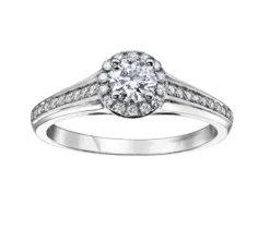 BAGUE EN OR BLANC SERTIE DpiUN DIAMANT CANADIEN ET DE DIAMANTS