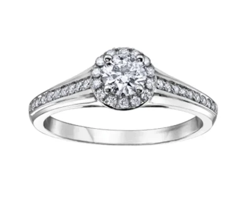 BAGUE EN OR BLANC SERTIE DpiUN DIAMANT CANADIEN ET DE DIAMANTS