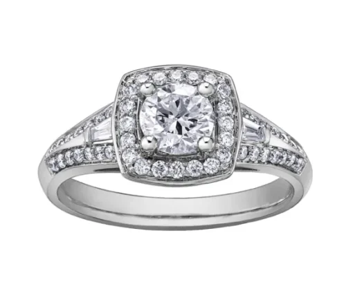 BAGUE EN OR BLANC SERTIE DpiUN DIAMANT CANADIEN ET DE DIAMANTS