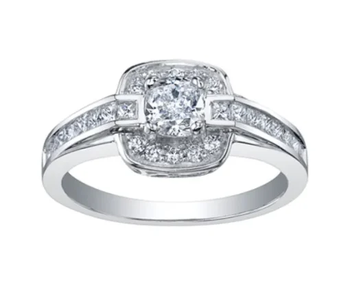 BAGUE EN OR BLANC SERTIE DpiUN DIAMANT CANADIEN ET DE DIAMANTS