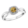 BAGUE EN OR BLANC SERTIE DpiUNE PIERRE DE NAISSANCE VARIÉE ET DE DIAMANTS