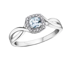 BAGUE EN OR BLANC SERTIE DpiUNE PIERRE DE NAISSANCE VARIÉE ET DE DIAMANTS
