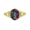 BAGUE EN OR JAUNE SERTIE DpiUN TOPAZE MYSTIQUE OU DpiUNE ÉMERAUDE SIMULÉE ET DE DIAMANTS