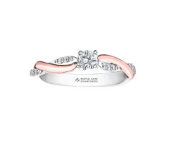 BAGUE EN OR 18K 2 TONS ROSE SERTIE DpiUN DIAMANT CANADIEN ET DE DIAMANTS