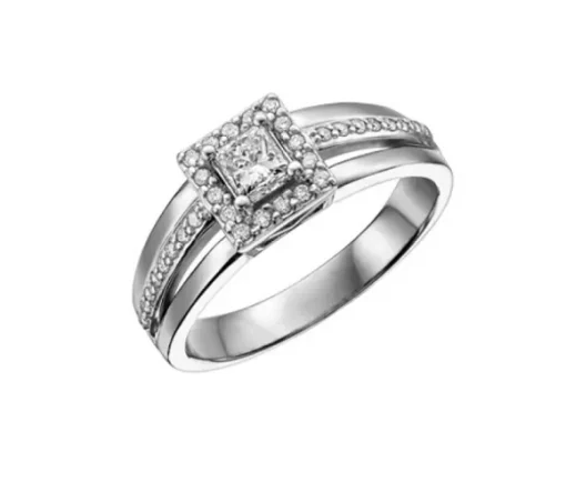 BAGUE EN OR 14K 2 TONS SERTIE DE DIAMANTS