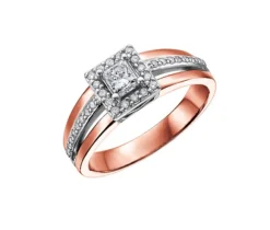 BAGUE EN OR 14K 2 TONS SERTIE DE DIAMANTS