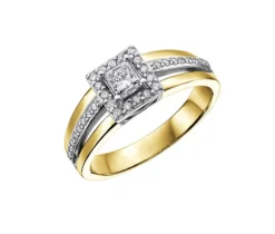 BAGUE EN OR 14K 2 TONS SERTIE DE DIAMANTS