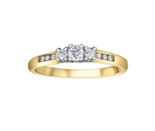 BAGUE EN OR 14K 2 TONS SERTIE DE DIAMANTS