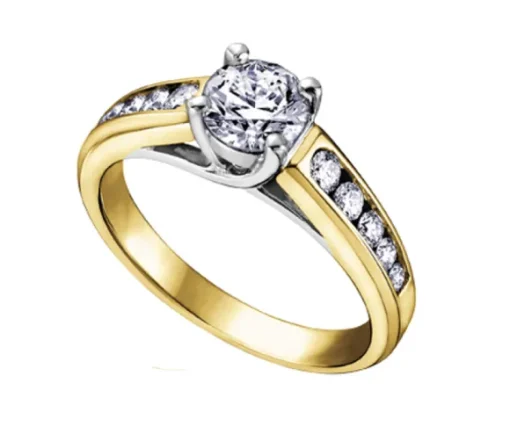 BAGUE EN OR 18K 2 TONS SERTIE DE DIAMANTS