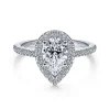 BAGUE EN OR 14K BLANC SERTIE DpiUN DIAMANT DE LABORATOIRE ET DE DIAMANTS
