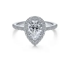 BAGUE EN OR 14K BLANC SERTIE DpiUN DIAMANT DE LABORATOIRE ET DE DIAMANTS