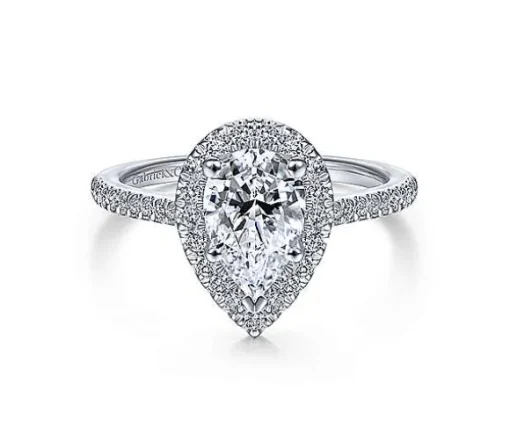 BAGUE EN OR 14K BLANC SERTIE DpiUN DIAMANT DE LABORATOIRE ET DE DIAMANTS