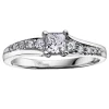 BAGUE EN OR 14K BLANC SERTIE DpiUN DIAMANT CANADIEN ET DE DIAMANTS