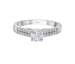 BAGUE EN OR 14K BLANC SERTIE DpiUN DIAMANTS CANADIEN ET DE DIAMANTS