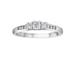 BAGUE EN OR 14K BLANC SERTIE DE DIAMANTS