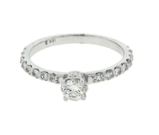 BAGUE EN OR 18K BLANC SERTIE DE DIAMANTS