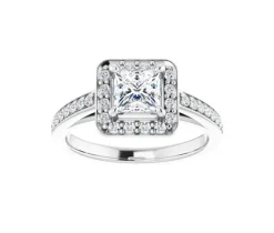 BAGUE EN OR 14K BLANC SERTIE DpiUN DE DIAMANTS DE LABORATOIRE