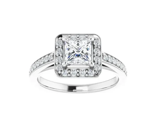 BAGUE EN OR 14K BLANC SERTIE DpiUN DE DIAMANTS DE LABORATOIRE
